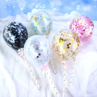 1pcs birthday cake decorative balloon round transparent bright piece balloon plug in ins style party pair decorative 5 inch