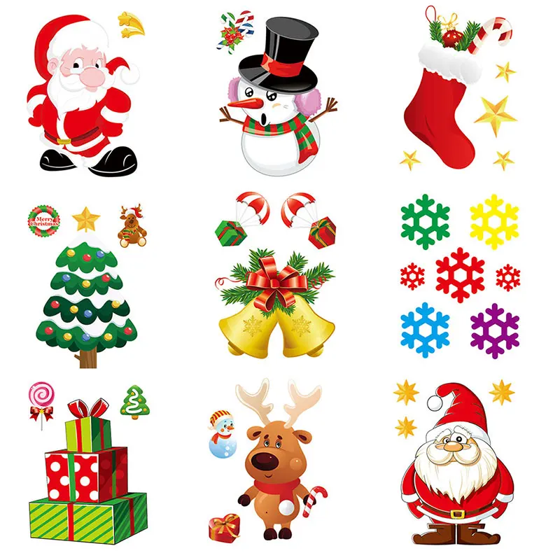 Christmas Window Sticker Santa Claus/Snowman/Elk Glass Sticker Xmas Christmas Decorations for Home New Year Gifts