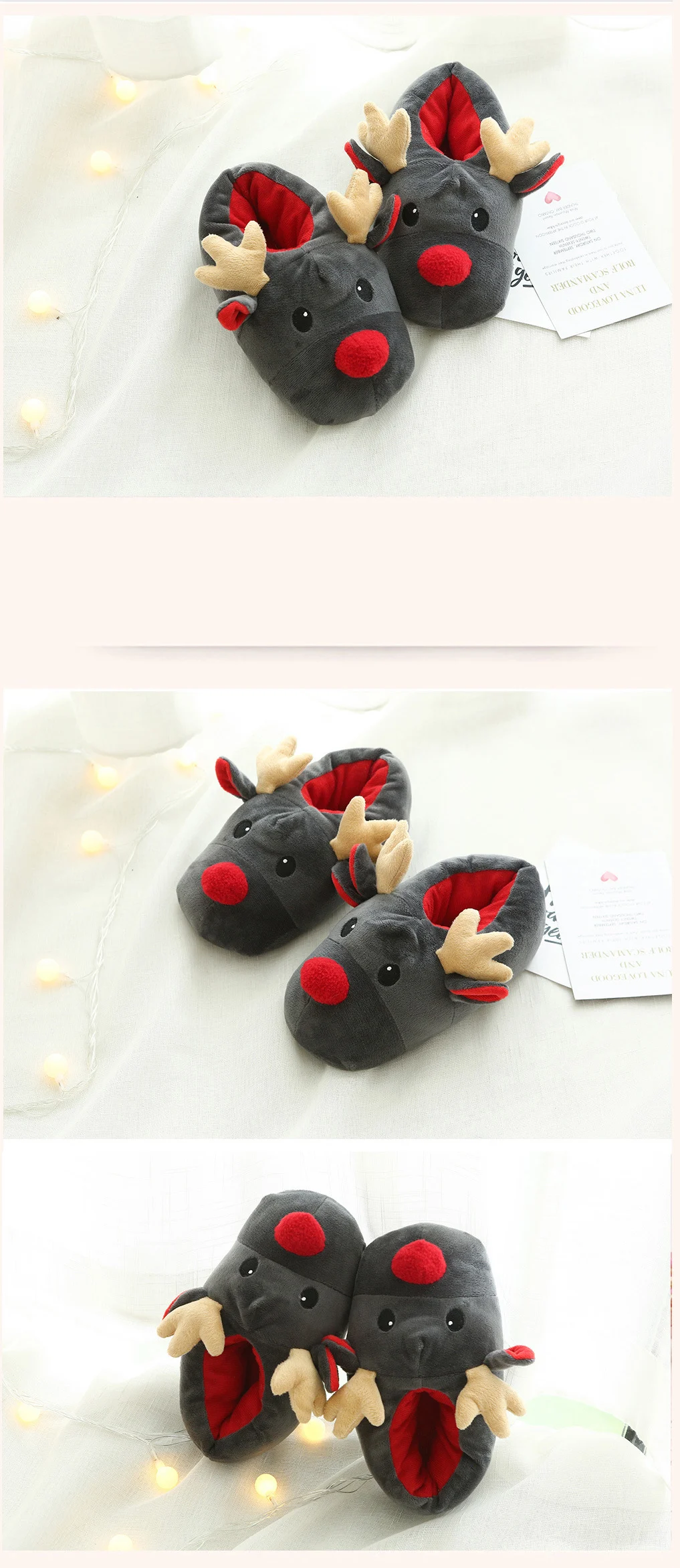 Г. Модные женские теплые тапочки женские осенние/зимние мягкие плюшевые рождественские хлопковые тапочки с оленем домашние милые женские Тапочки