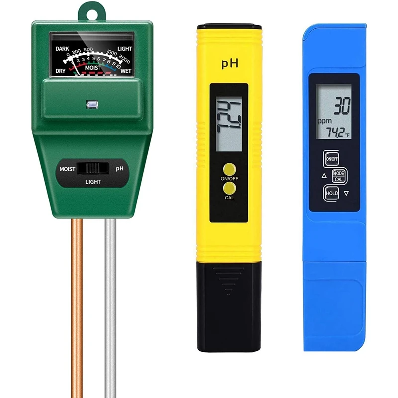 

PH Meter, TDS PPM Meter,Soil PH Tester,PH/EC Digital Kit, Soil Tester Combo PH Meter for Plants Garden
