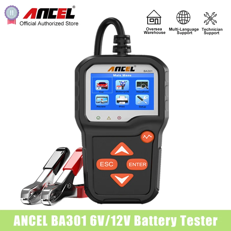 ANCEL BA301 инструмент для измерения аккумулятора мотоцикла тестер 12 вольт
