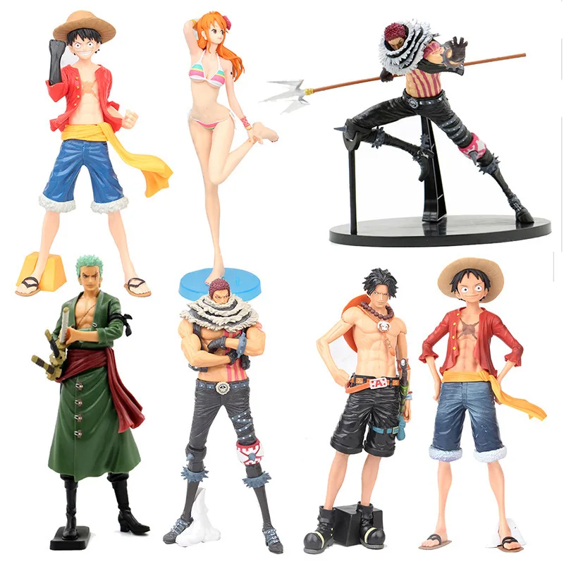 

Anime One Piece Figure Luffy Ace Zoro Sanji Nami PVC Model Decor figurine toys Desk Decor