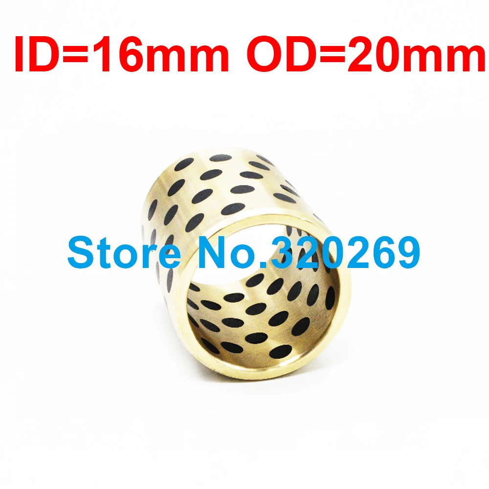 1PC JDB Oilless Impregnated Graphite Brass Copper Self Lubricant Embedded Bronze Bearing Bush ID 16MM 16X20X15 16X20X20 16X20X30 - купить по