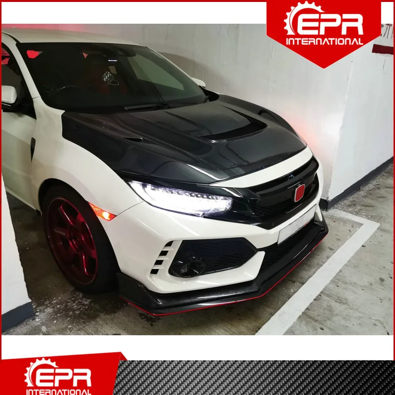 Для Civic Тип R FK8 5 дверной люк 2017 + OEM Стиль углеродное волокно передняя губа