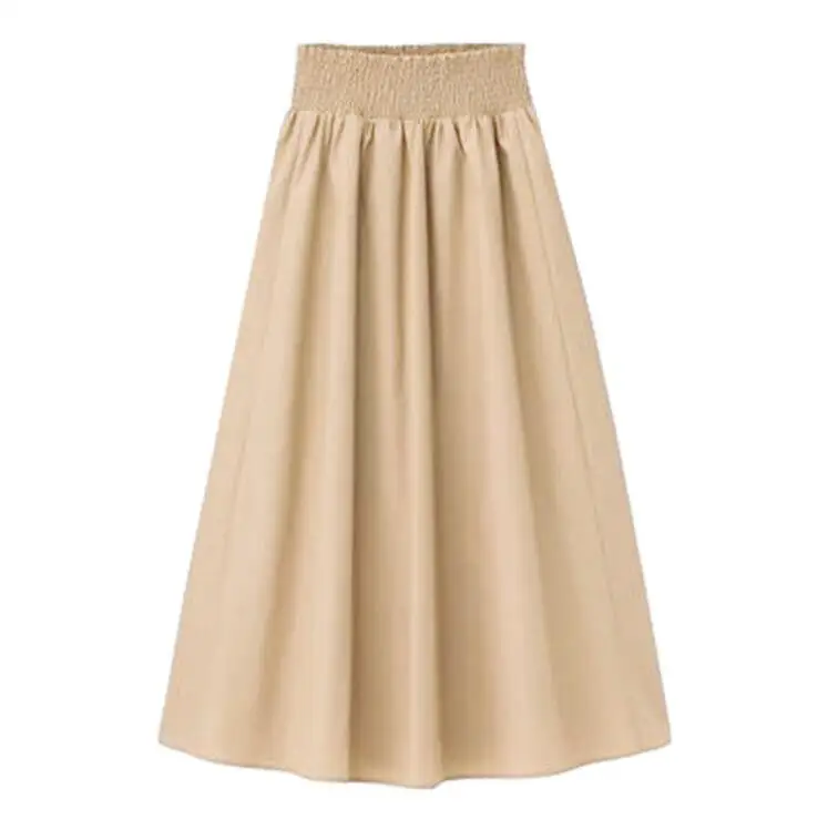 Хаки New Spring Autunm Elegant maxi long Skirts Womens Office Skirt Cotton linen plus size 5XL 6XL 7XL elegant skirts - Цвет: Хаки