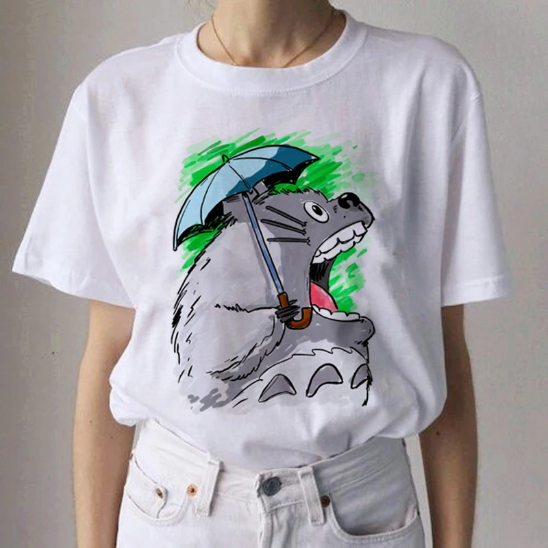Totoro Studio Ghibli Kawaii Harajuku футболки для женщин Miyazaki Hayao забавная футболка с героями мультфильмов Мода 90s милая футболка Футболки женские - Цвет: 9138