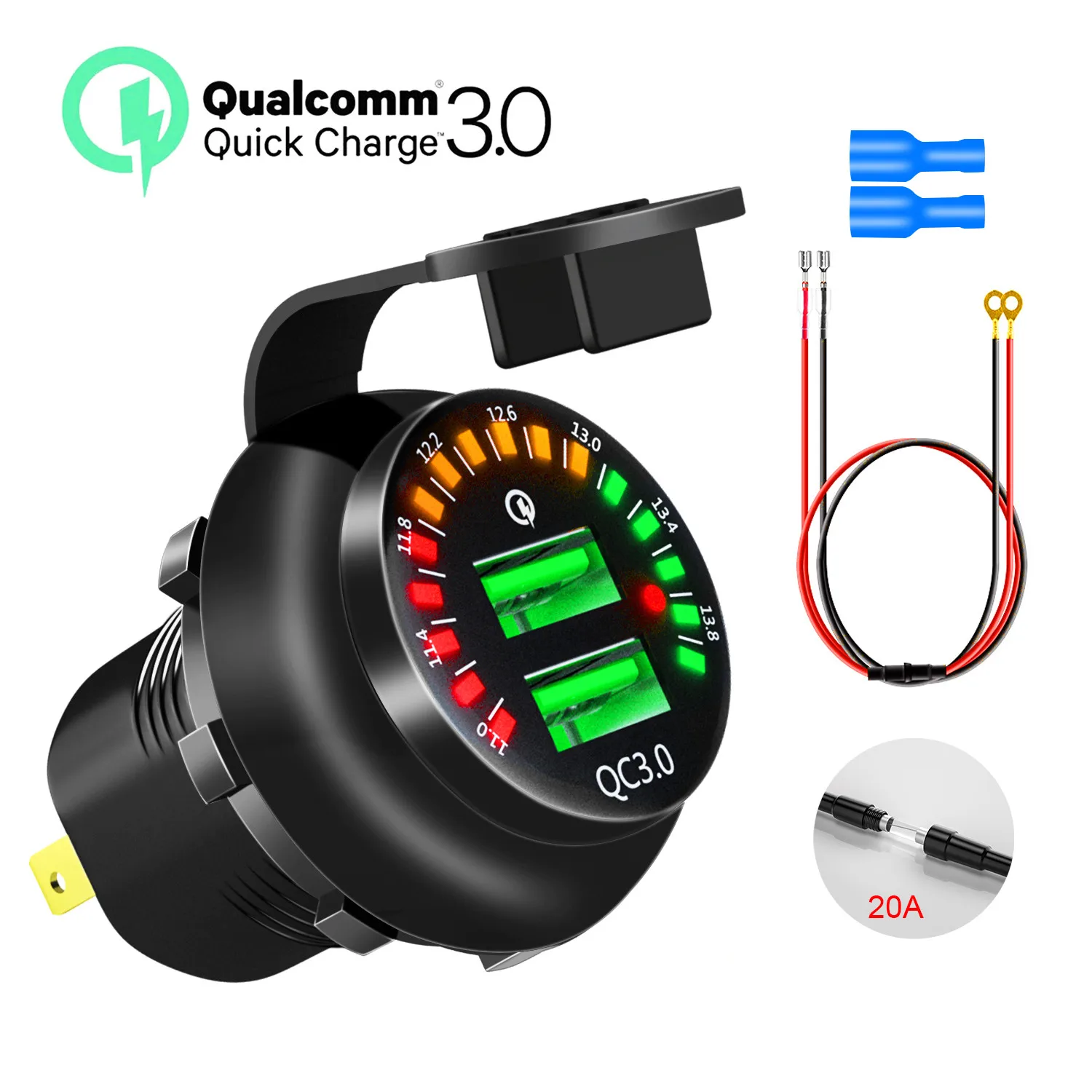 

ATVs USB Charger Socket Dual USB For Motorcycle Over Voltage Protection