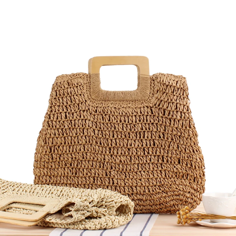 

Round Vintage Handmade Woven Straw Beach Bag Summer Vacation Casual Bags pearl crossbody bag purses and handbags lipstick bag