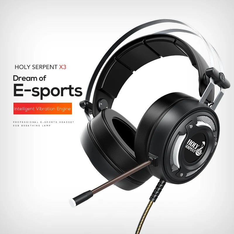 HOLY SERPENT X3 Игровые наушники Проводная гарнитура с микрофоном для компьютера