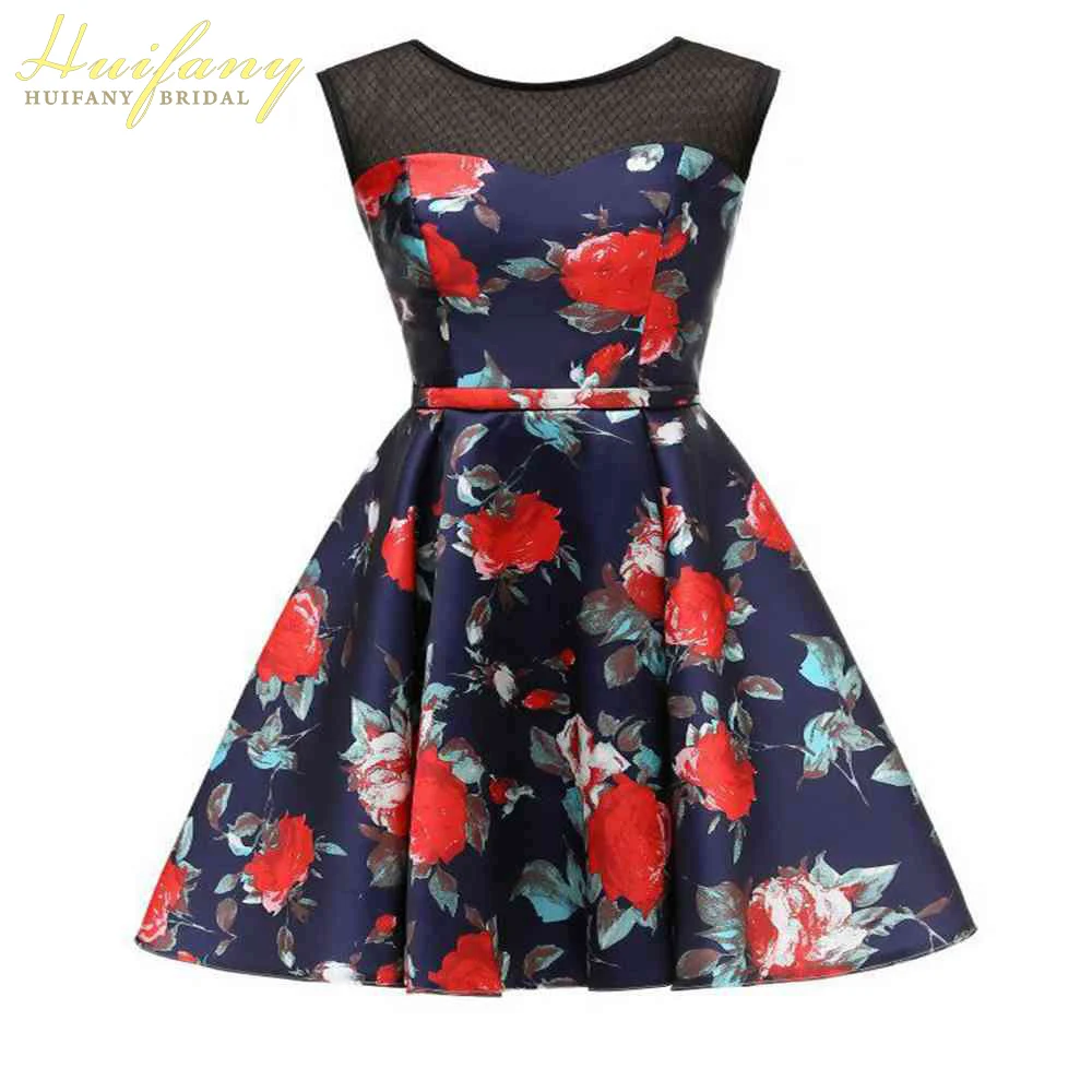 Новинка коктейльный костюм трапециевидной формы с принтом красной розы платье