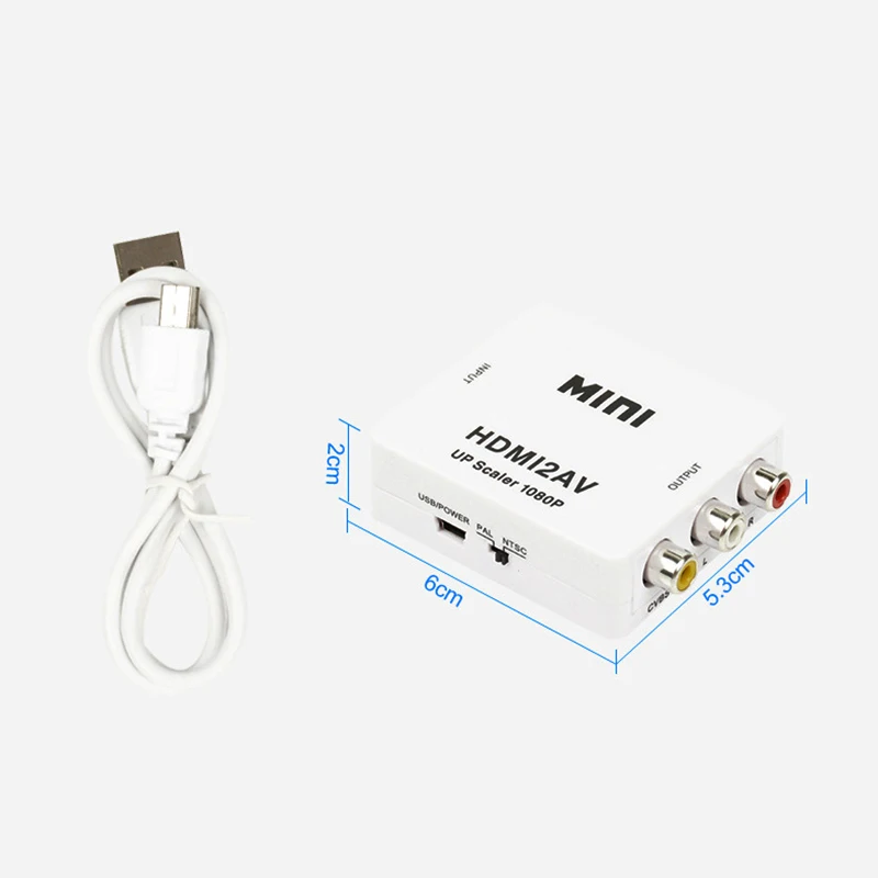 Мини HDMI к RCA AV CVSB L/R видео AV/RCA CVBS адаптер HDMI2AV конвертер коробка компьютера HD 1080P