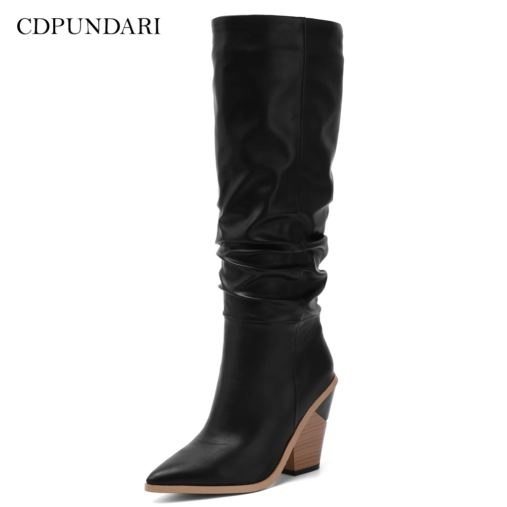 

CDPUNDARI Sexy Cowboy boots for women western boots Ladies winter High heels boots shoes woman
