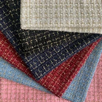 50x145cm colorful gold line lattice tweed fabric yarn dyed braided tweed fabric for women overcoat warm tweed coat skirt fabric