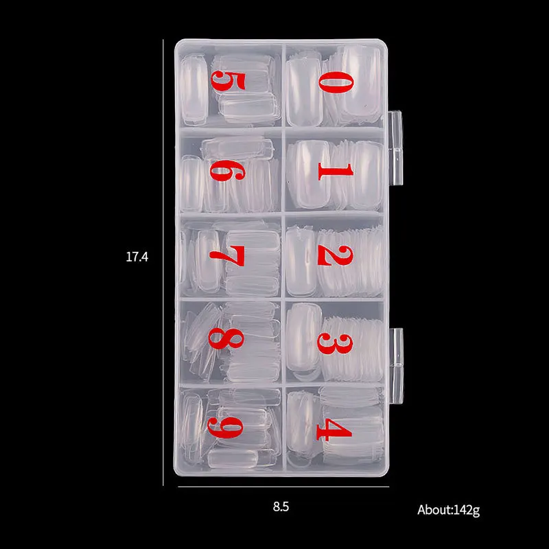 

Nail Art Box 500 Pcs of False Nails 10 Sizes Natural Color Transparent Color, Full Paste Half Paste False Nails French Nails