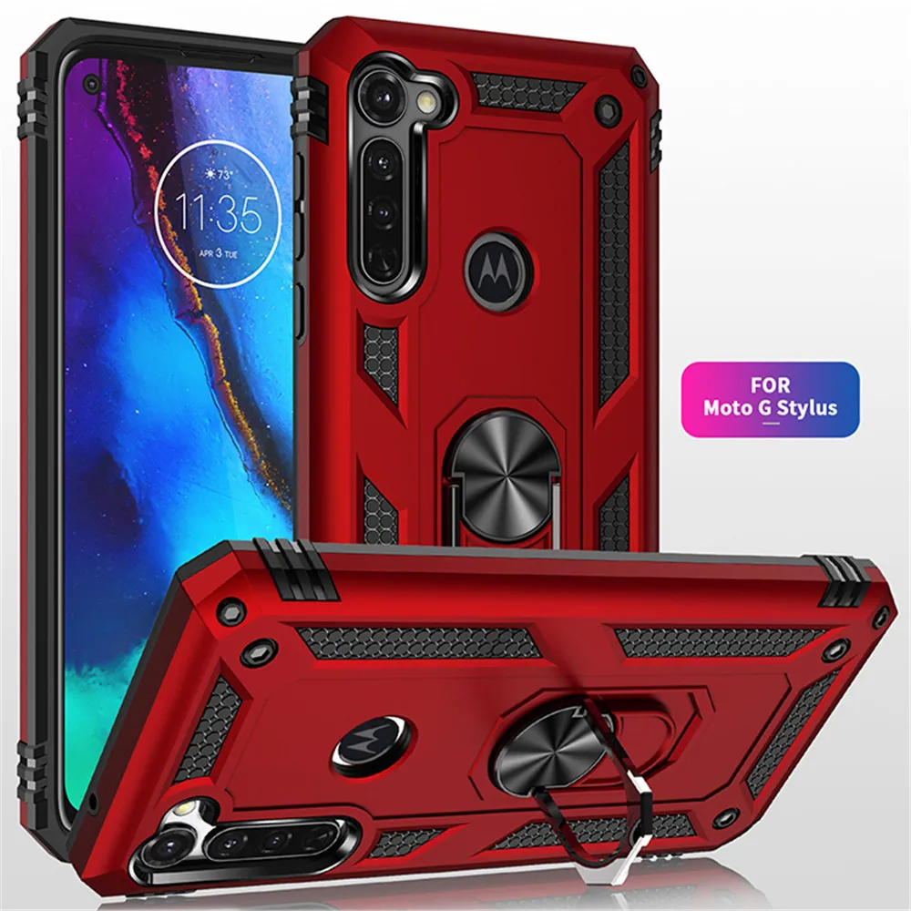 Магнитный чехол Kickstand для Moto G Stylus One Zoom P40 Power E6 Play военный класс 15 футов. Защитное