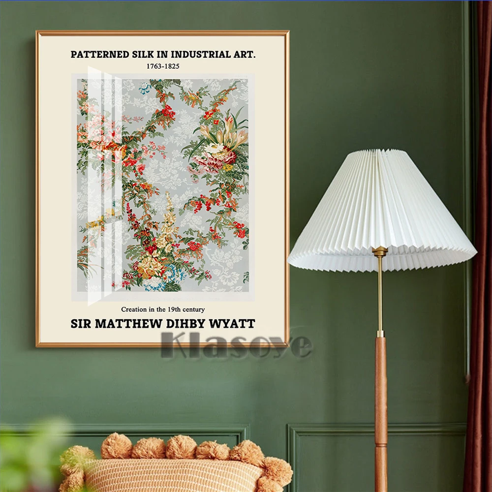 

Matthew Digby Wyatt Figured Silk From Industrial Art Nineteenth Century Prints Poster Retro Art Canvas Painting Home Room Decor