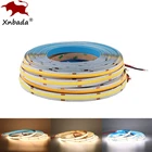 Светодиодная лента с COB матрицей, гибкая лента высокой плотности, 384528 светодиодов на метр, холодныйнатуральныйтеплый белый линейный приглушаемый, 12 В24 В