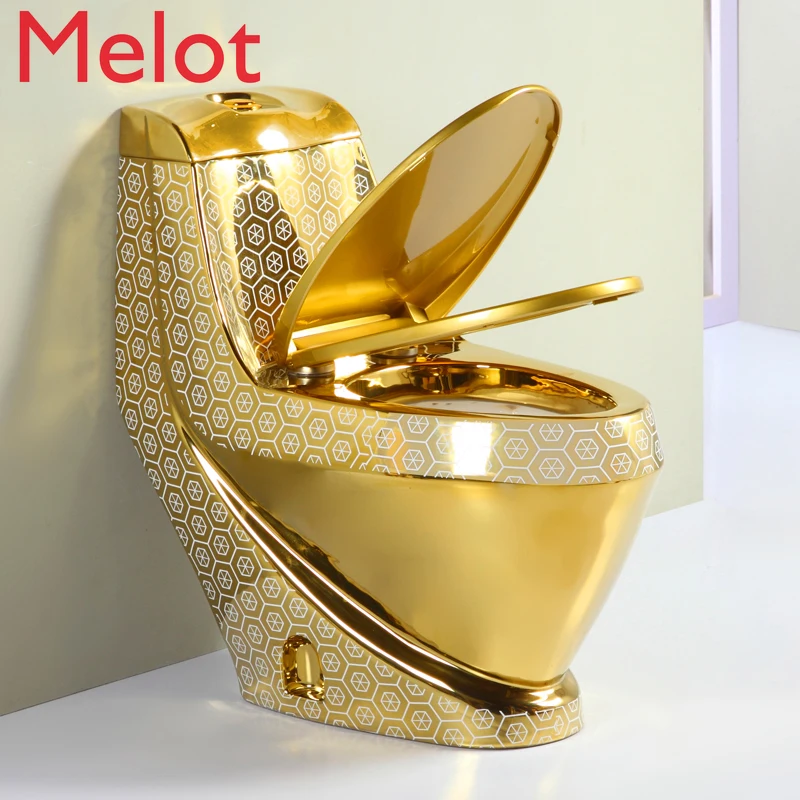 High-End Luxury Bathroom European New Style Gold Toilet Creative Personality Bathroom Hotel Color Gold Toilet