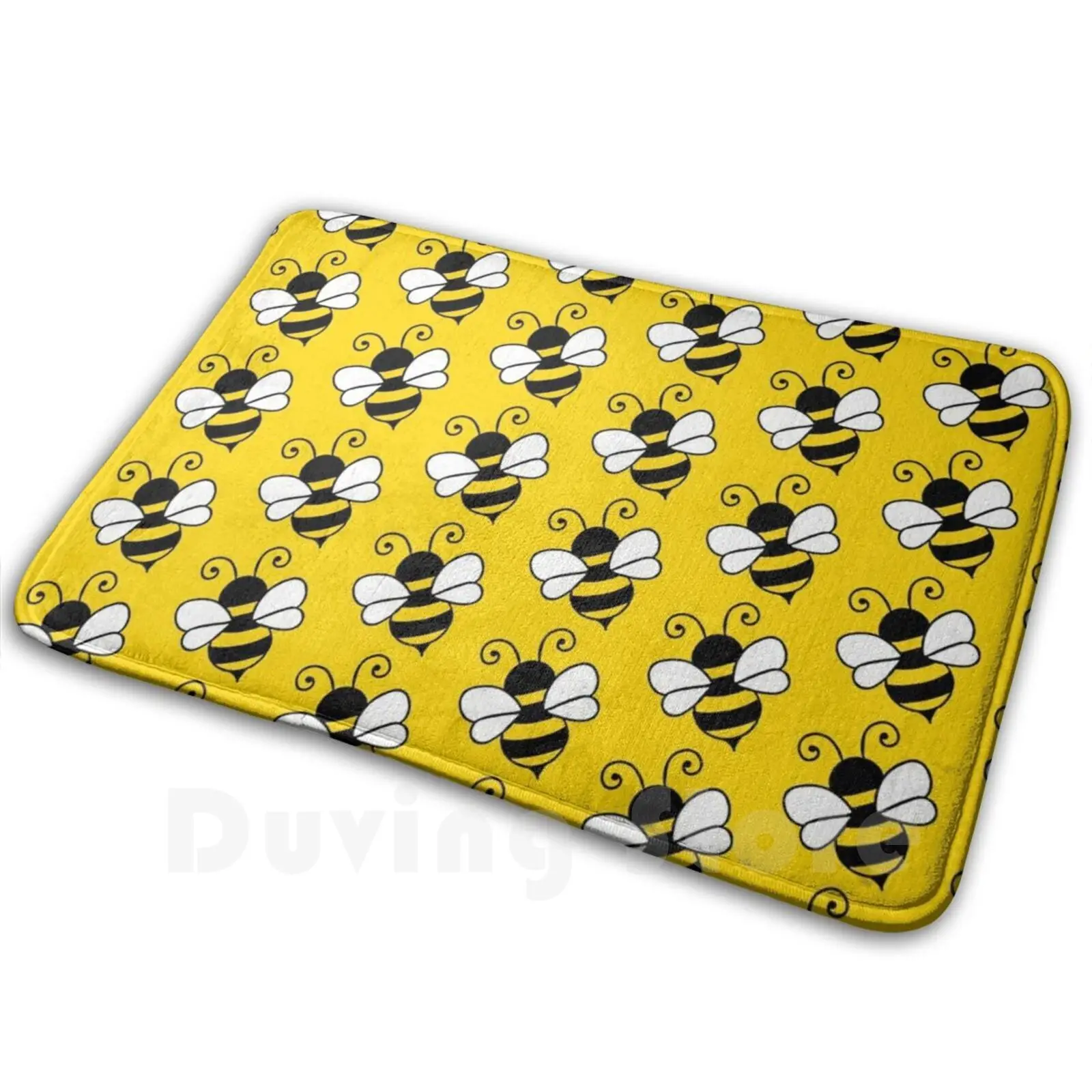 

Beezin Carpet Mat Rug Cushion Soft Non-Slip Bee Bumblebee Cute Cottagecore Golden Yellow Honey Bees Save The Bees Earth