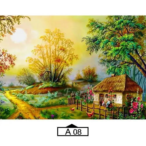 A08 Алмазная картина Ever Moment, пейзаж, дом, река, Полная площадь, стразы, 5D, сделай сам, алмазная вышивка ASF1807 - Цвет: A08