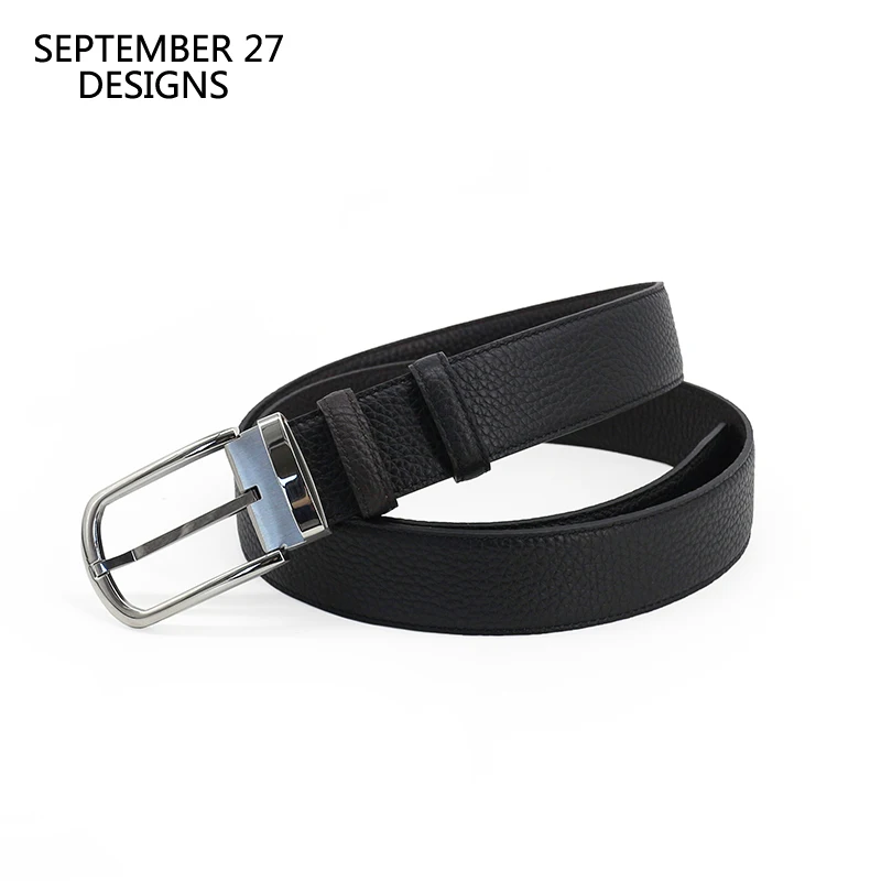 Men's Belts Genuine Leather Luxury High Quality Male Business Alloy Pin Buckle Belt Double-sided 100% Cowhide Strap Belt