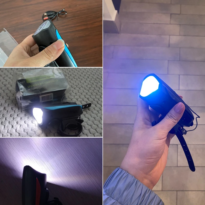 

120 DB Bicycle Headlight with Super Loud Bike Bell Horn Waterproof 3 Modes USB Rechargeable MTB Bicycle Front Light for Cycling