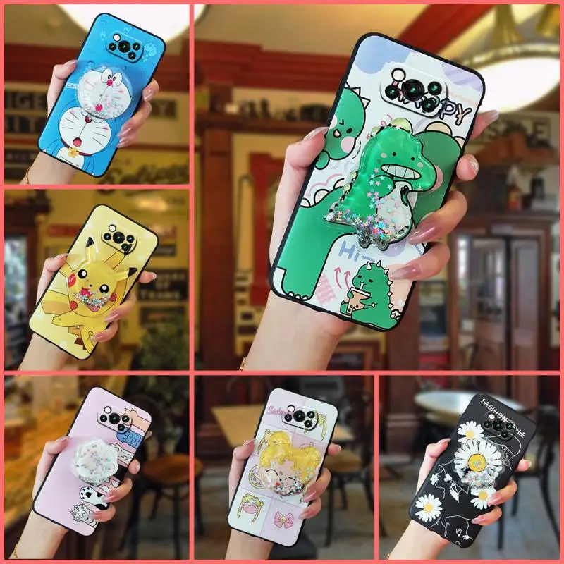 cover kickstand phone case for xiaomi poco x3 nfcx3 pro back cover waterproof fashion design cartoon free global shipping