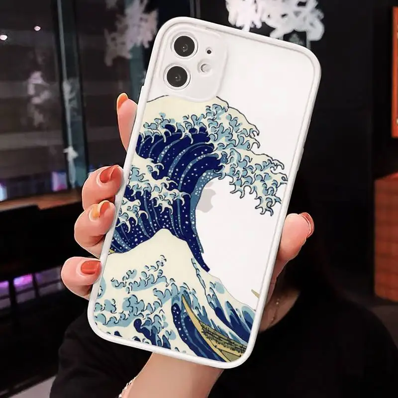 

The Big Wave of kanagawa Phone Case matte transparent For white iPhone 7 8 x xs xr 11 12 pro plus max mini Clear Funda
