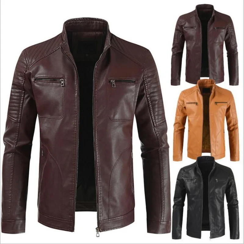 Новые высококачественные кожаные куртки Мужская куртка бомбер мотоциклетные