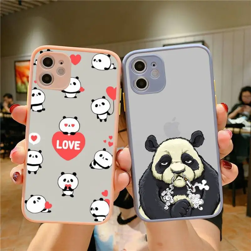 

Creative Bear Panda Animal Phone Case for iPhone X XR XS 7 8 Plus 11 12 13 pro MAX 13mini Translucent Matte Shockproof Case
