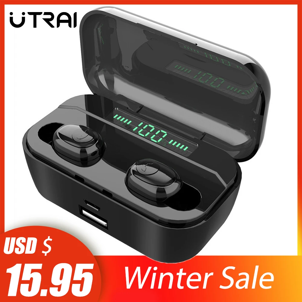 Беспроводные наушники UTRAI Bluetooth 8D стерео TWS 5 0 гарнитура светодиодный сенсорное