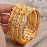 can open 4pcslot dubai gold color bangles for women men gold bracelets african european ethiopia girls bride bangles gift