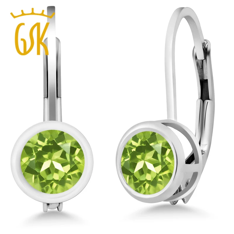Серьги Перидот GemStoneKing 0 60 карат Круглые натуральный Зеленый серебро 925 пробы