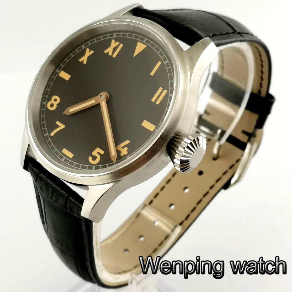 Мужские классические роскошные механические часы 43 мм темно кофейный циферблат