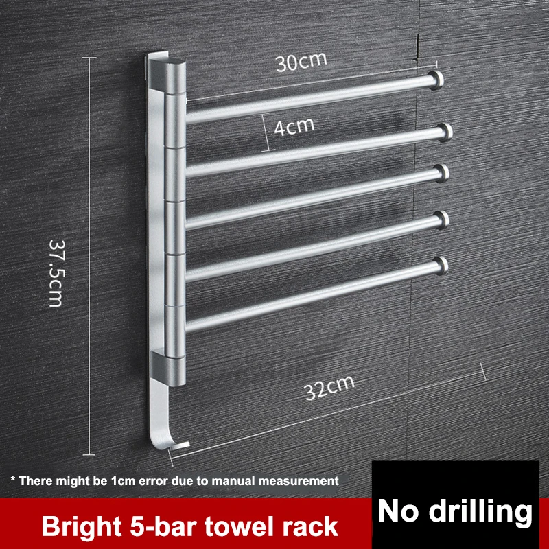 

Towel Rack Wall Mounted Bathroom Rotatable Towel Holder 2/3/4/5-Bar Kitchen Shelf Towel Hanger bathroom accessories No Punch