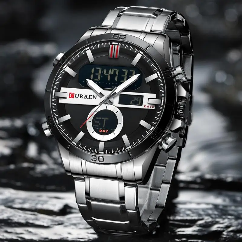 Часы мужские кварцевые водонепроницаемые с двойным дисплеем |