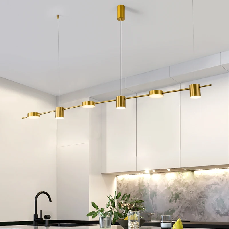 

Minimalist Modern Luster Black Gold Long LED Chandelier for Bedroom Living Dining Room Restaurant Indoor Nordic Hanging Light AC