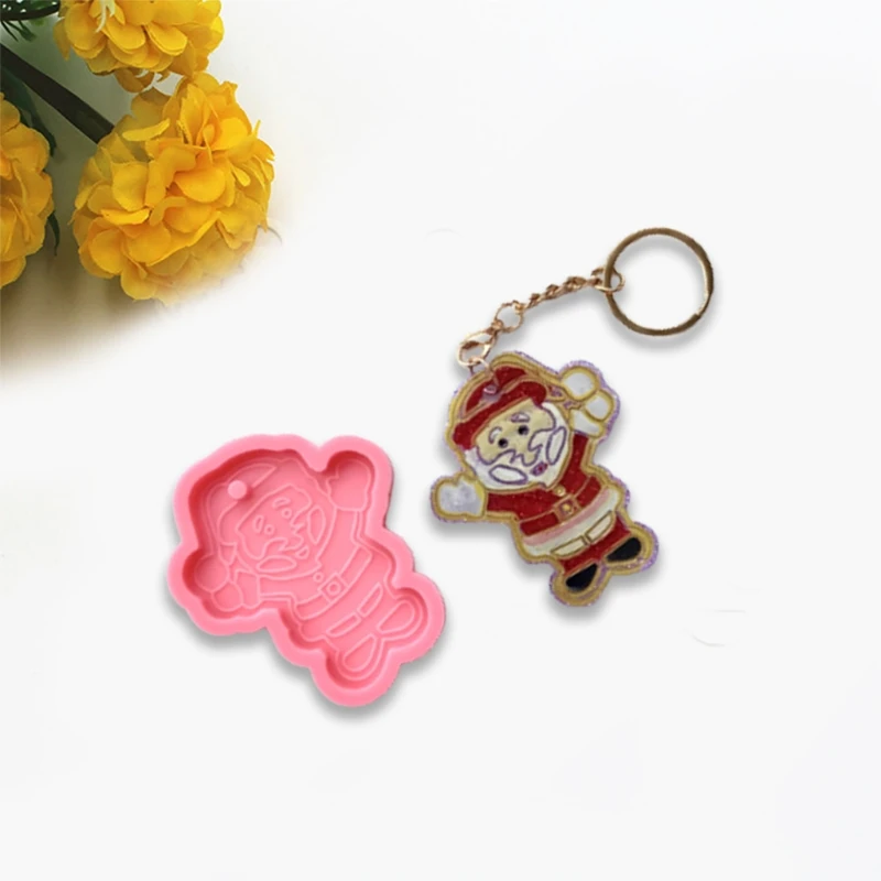 

DIY Santa Claus Keychain Silicone Epoxy Mold DIY Keychain Pendant Jewelry Crafting Mould for Valentine Love Gift