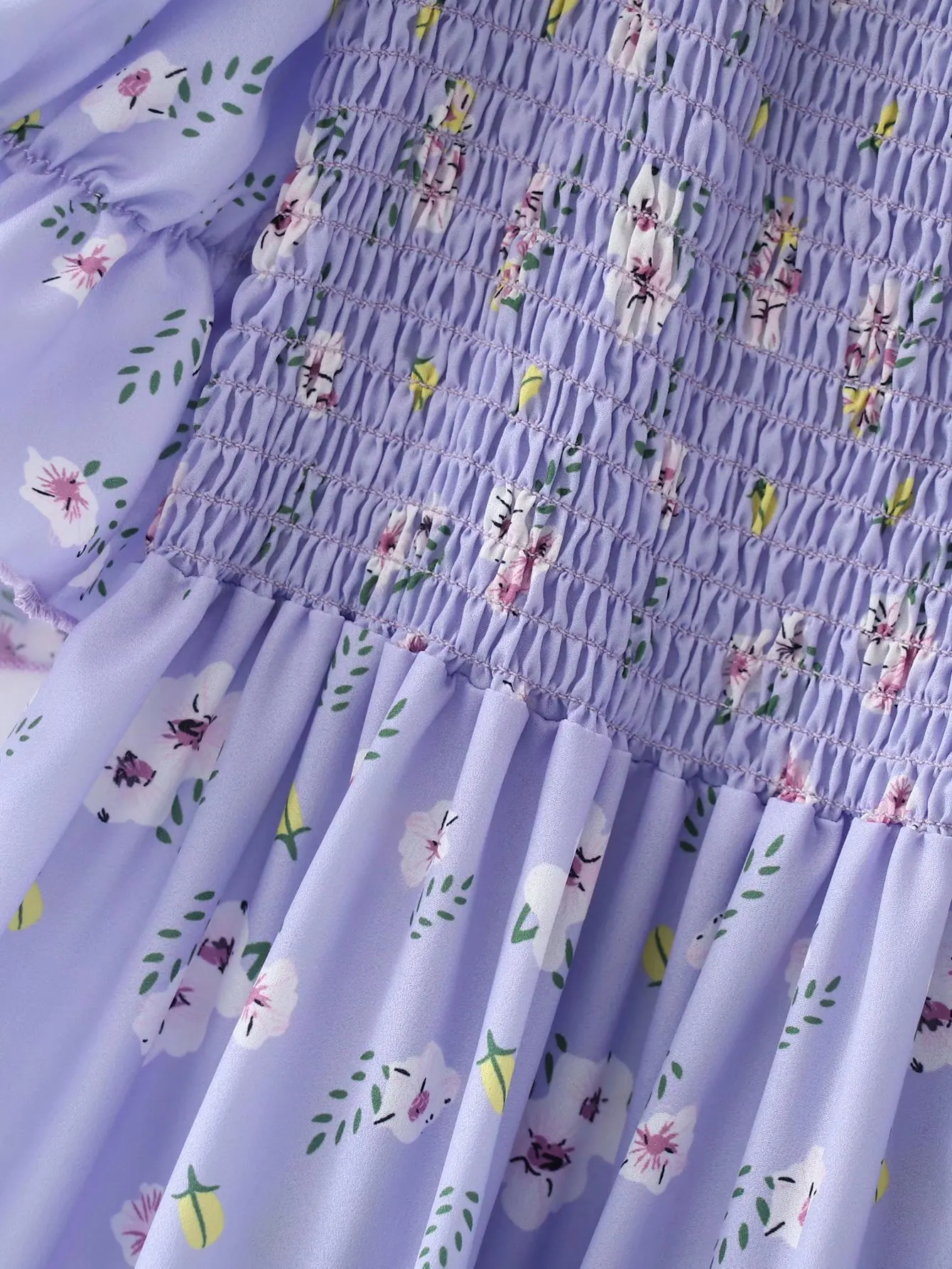 

2021 Fashion Women Purple Flowers Print A-line Dress Vintage Short Sleeve Ladies Summer Dress