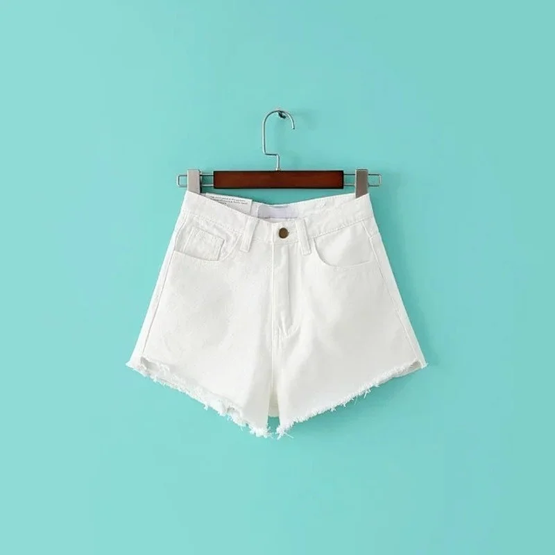

2021 Chic Vintage High Waist Irregular Short Jeans Zipper Fly Ripped Frayed Denim Shorts Summer Fashion Mujer Pantalones