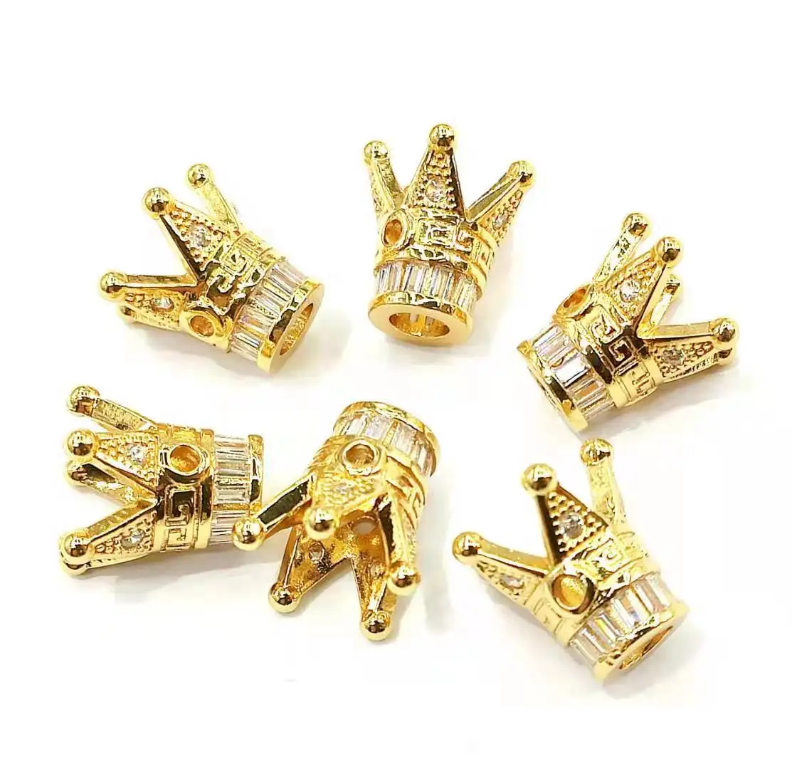 

10PCS CZ Crown Bead Spacers for Women DIY Jewelry Accessories CZ004