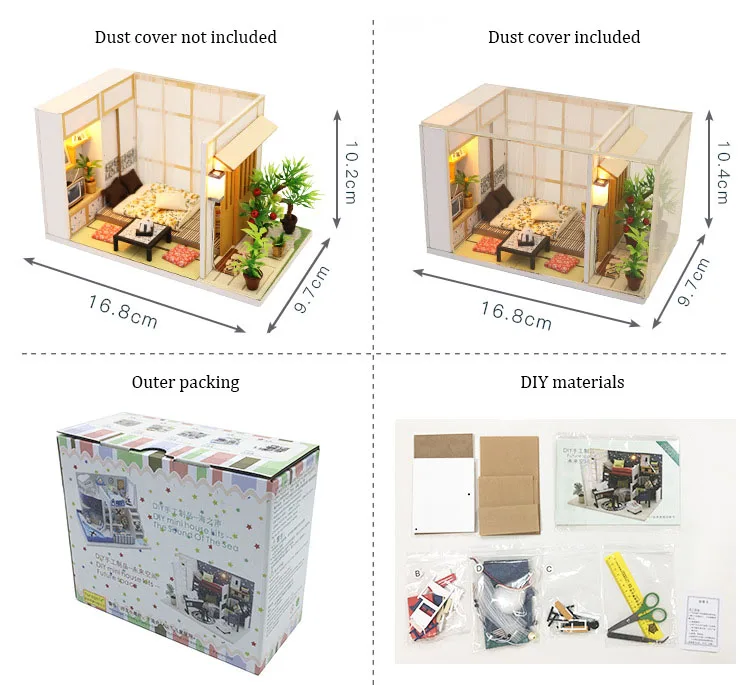 Мини-Кукольный дом с бесплатным пылезащитным покрытием светодиодный светильник