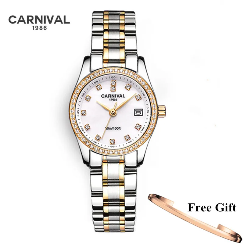 Relogio Feminino CARNIVAL Women Watches Top Brand Luxury Bracelet Watch Womens Waterproof Gold Quartz Wristwatch Clock Saat 2023