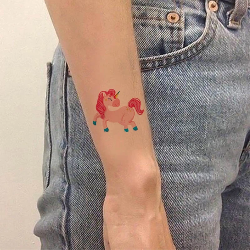 10pcs cute Cartoon Unicorn Tattoo For Kid Cute FakeTaty Tatouage Temporaire Body Art Waterproof Temporary Sticker | Дом и сад