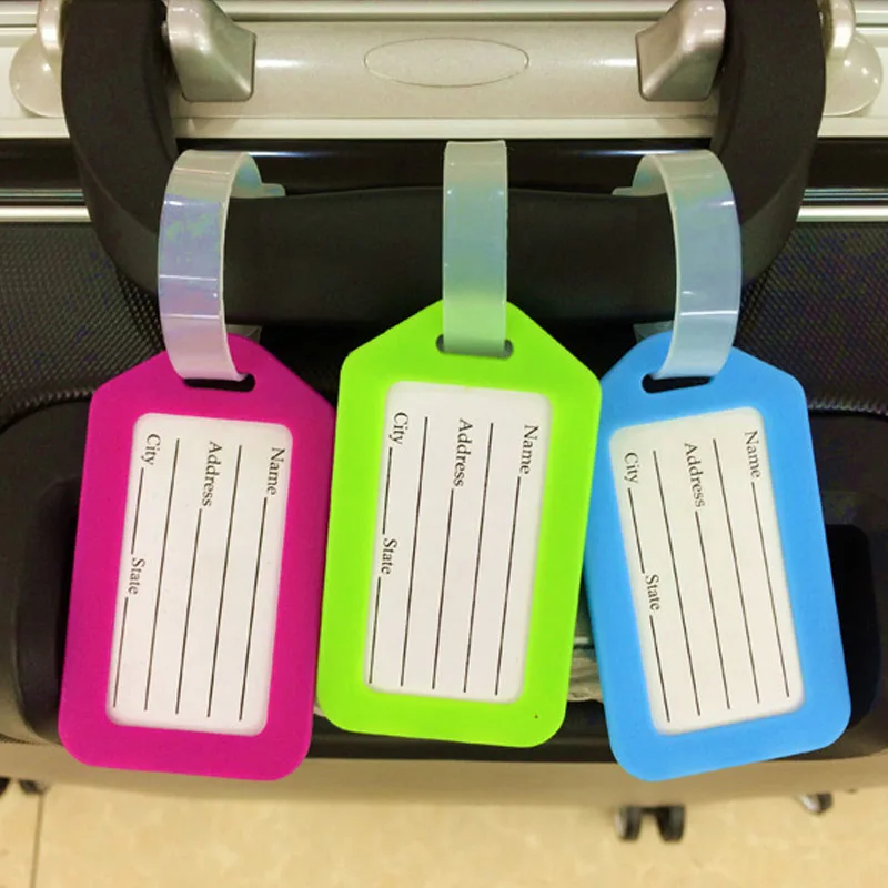 10 шт. пластиковый чемодан с цветным рисунком бирки для багажа дизайнерские