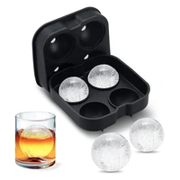 1pc cocktail whiskey ice ball maker mold black flexible silicone ice tray molds 4 5cm ice ball spheres kitchen bar accessories