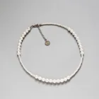 Женское геометрическое ожерелье из белого жемчуга, большое и маленькое жемчужное ожерелье ручной работы из бисера