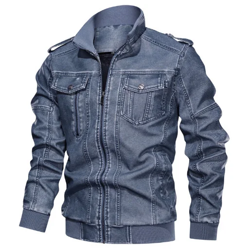 

clothes Wind leather men's washing PU used locomotive leather jacket men's large coat