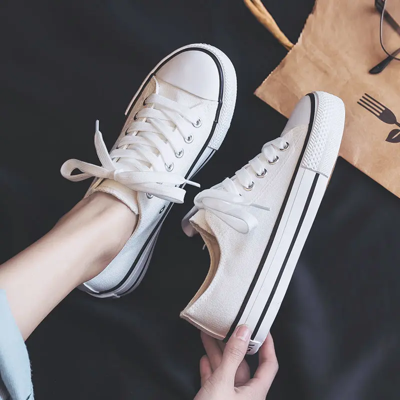 Canvas shoes women's 2021 spring and summer new white shoes Korean ulzzang chaoharajuku versatile student shoes