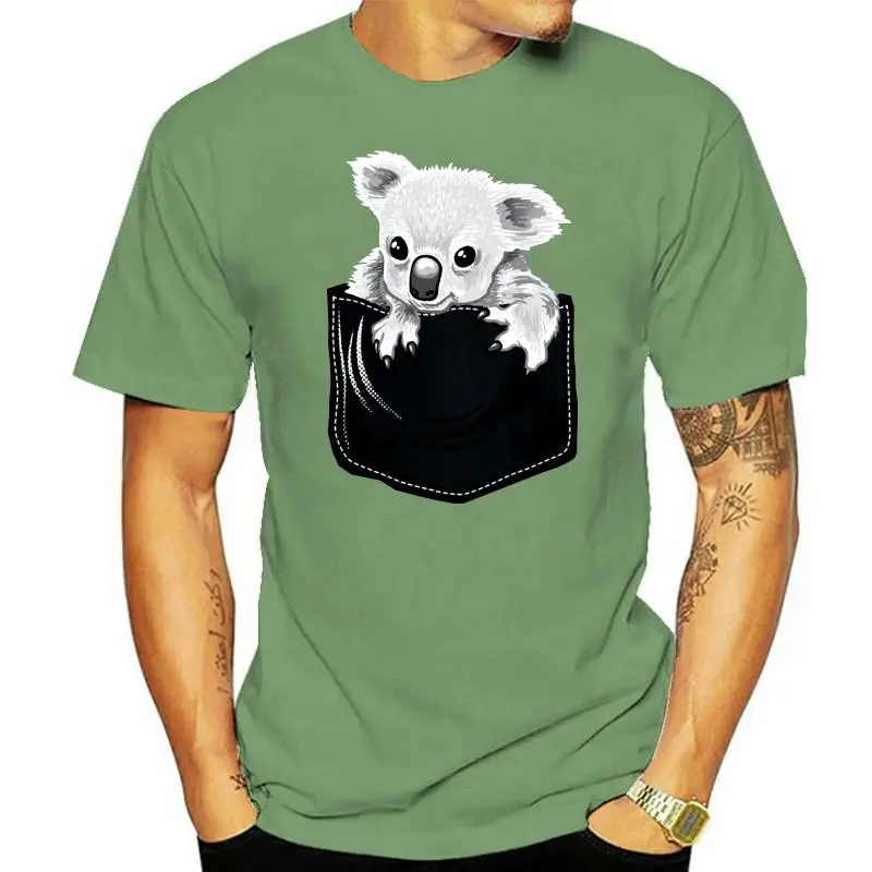 

Koala Pocket T Shirt Comfortable Summer Style Normal Slim Personalized O Neck Anti-Wrinkle Cotton Shirt